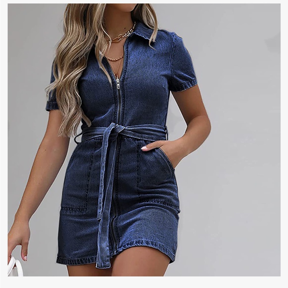 Women Mini Denim Dress Size S